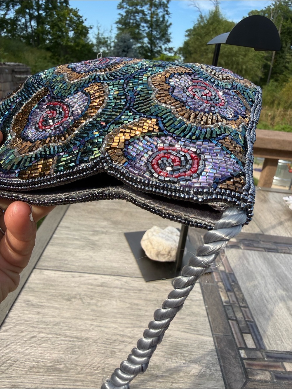 EUC Vintage seed bead Floral Scallop Hem Evening Bag - Picture 11 of 13